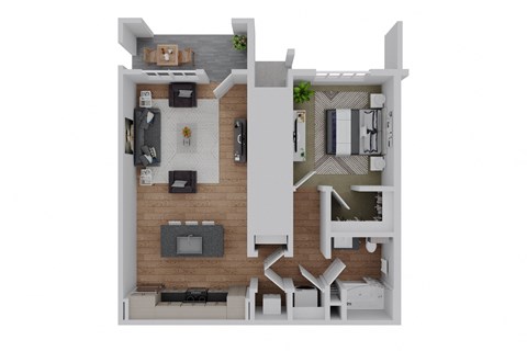 Floor plan for 1 bed, 1 bath, 786 sqft